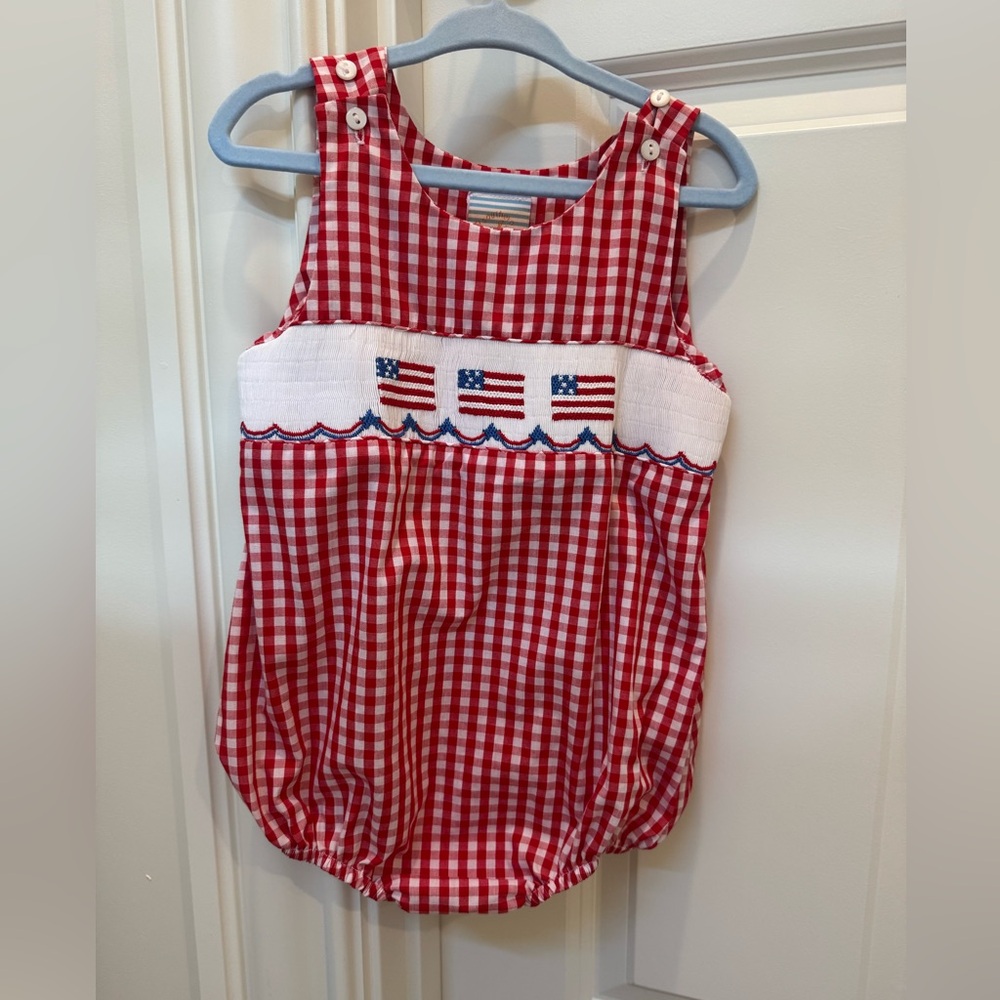 Smocked American Flag Red Check Bubble 🇺🇸🇺🇸🇺🇸